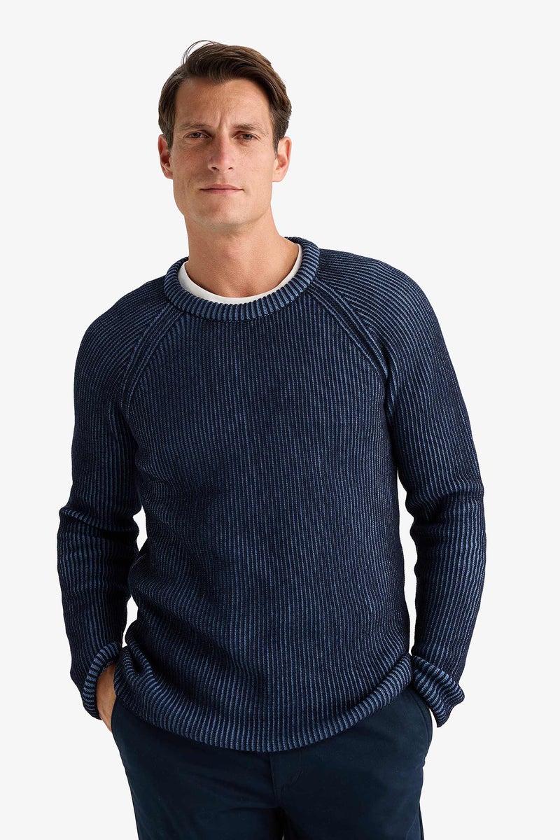 DeFacto Blue Man Standard Fit Crew Neck Knitwear Pullover Casual - Image 3